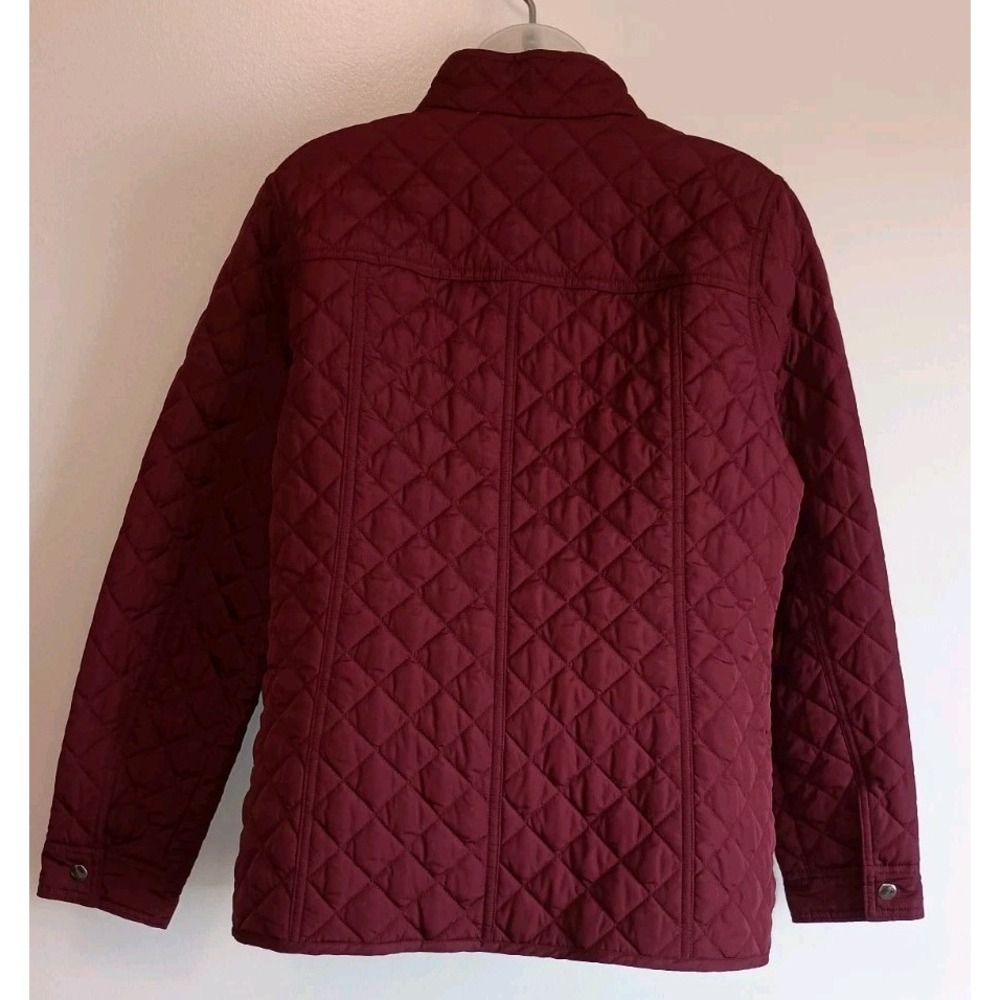 Croft & Barrow Quilted Barn Jacket Womens Medium Burgundy Full Zip Casual - Picture 5 of 10